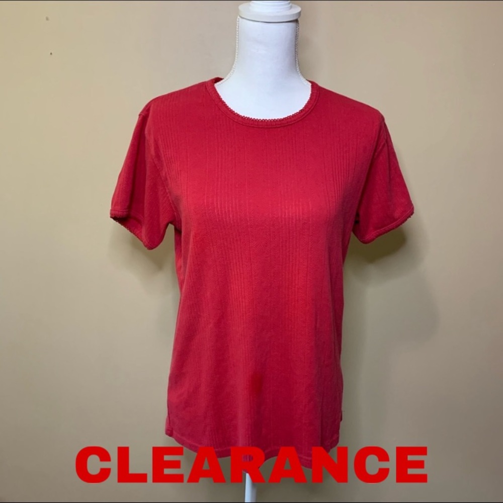 Vintage L.L. Bean Red Knit Scoop Neck Tee